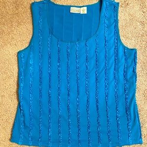 Blue Tank Top with Ruffles